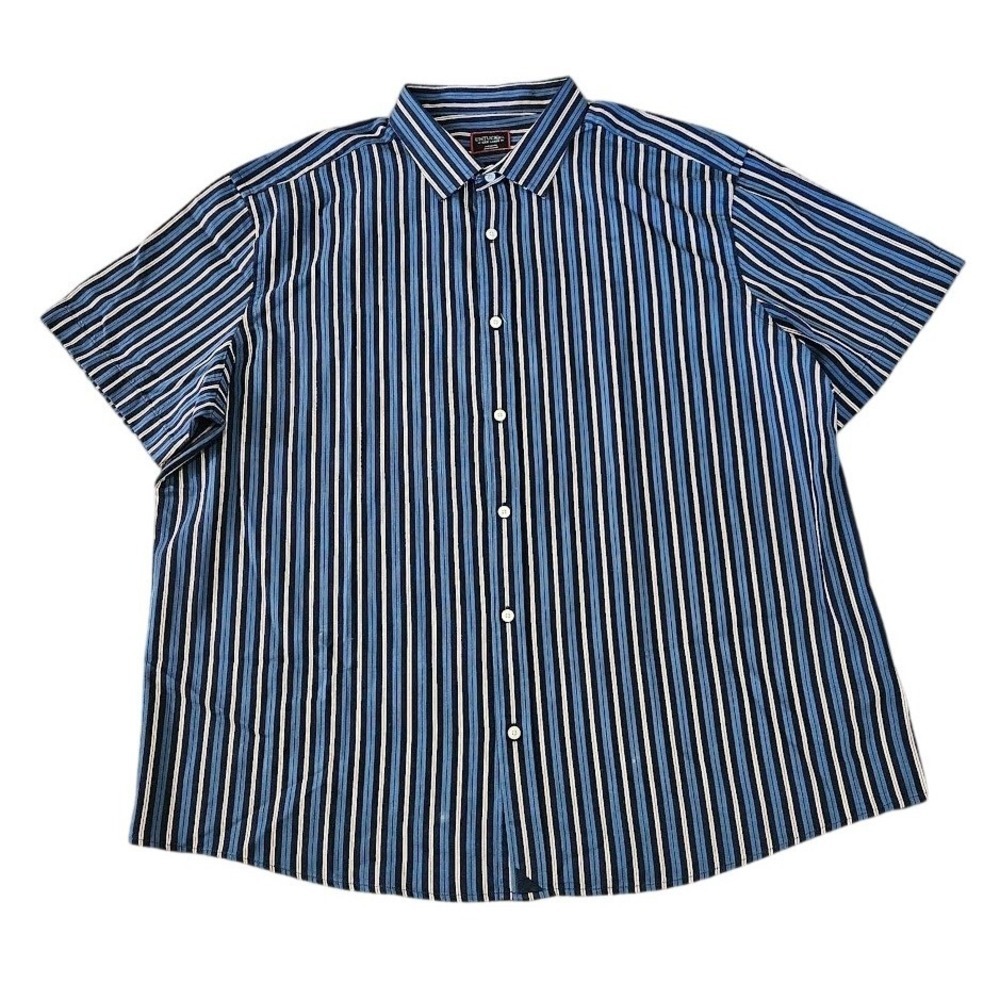 UNTUCKit Button Down Shirt Mens XXXL 3XL Blue White Striped Short Sleeve Cotton